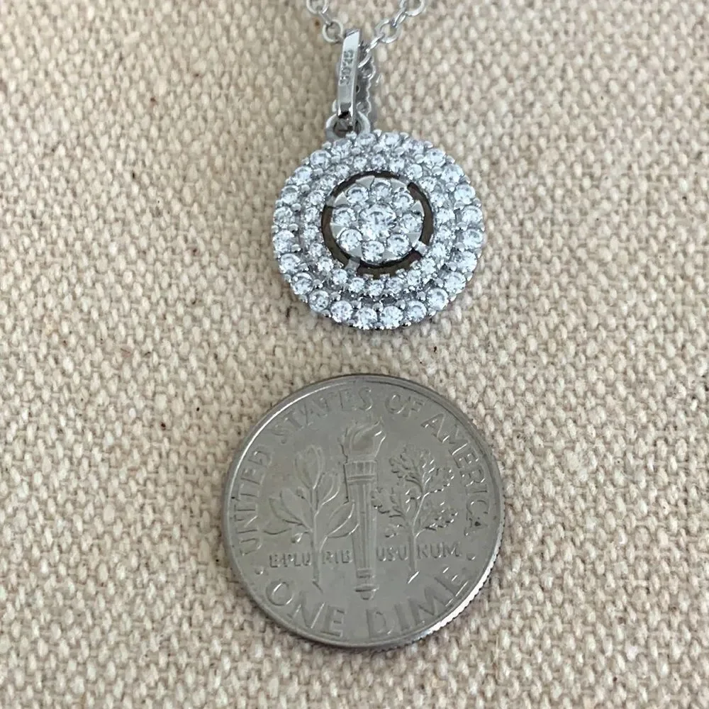 Men’s Crystal Medallion Pendant Necklace in Silver Silver